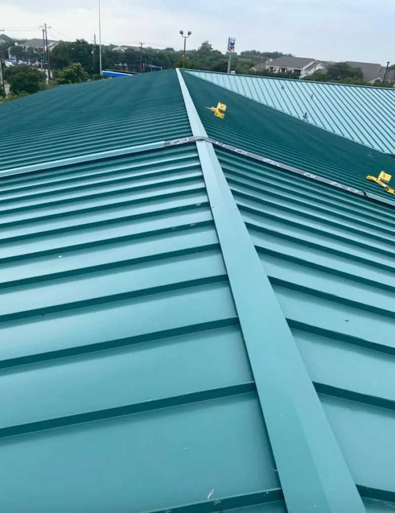 Green commercial metal roof ridge and valley for Metal Roof Repair in Etowah